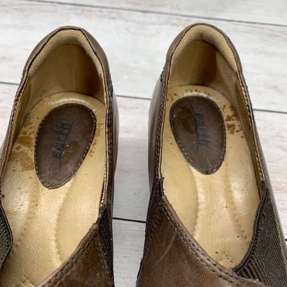 Earth Brown Pleated Leather Daytripper Bark Comfort Slip On Pumps Size 7.5B - Picture 9 of 14